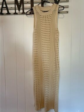Sleeveless Crochet Swimsuit Cover Up in Cream